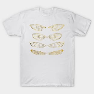 Insect Wings - Antique Gold - Butterfly, Moth, Cicada, and Dragonfly T-Shirt